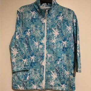 Aqua Palm Print Women's Jacket
